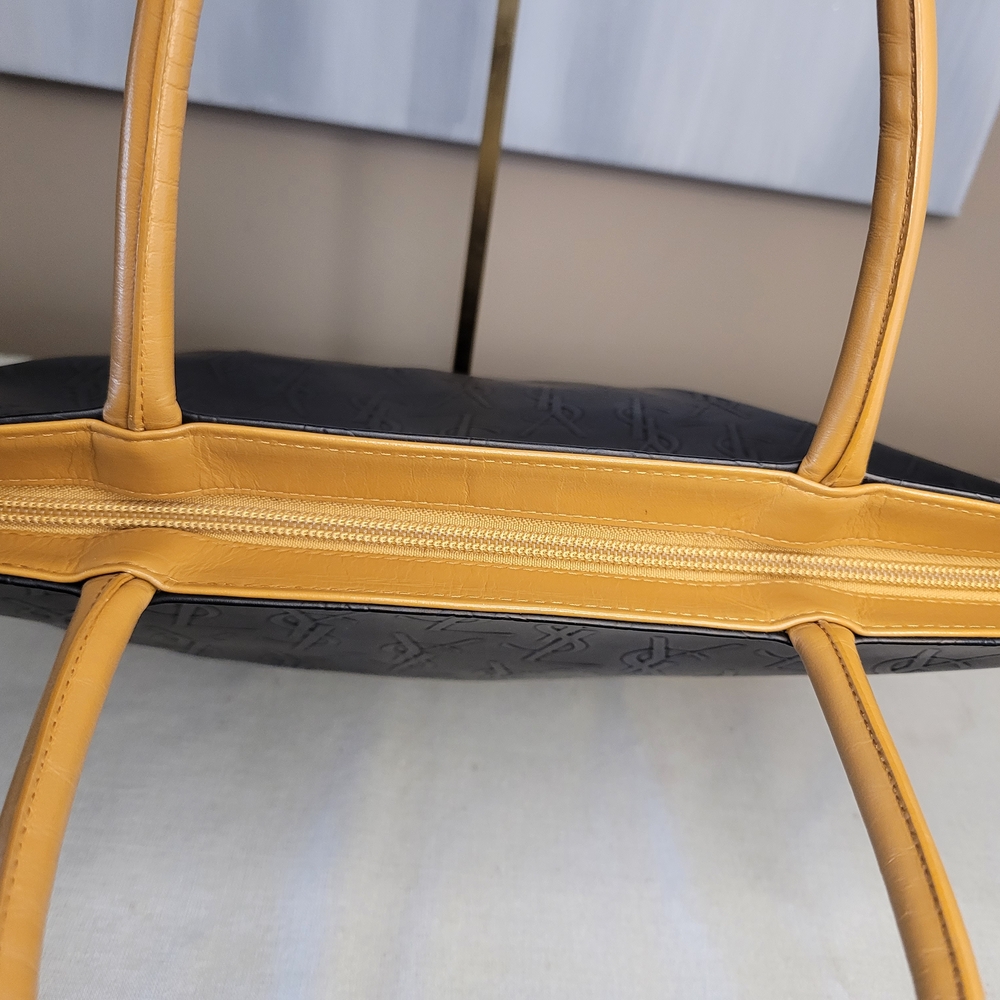 Yves Saint Laurent Cassandra YSL Monogram Tote Bag In Black and Tan - Picture 7 of 16